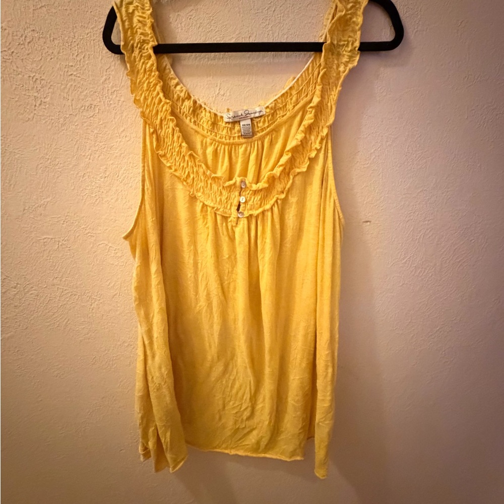 French Laundry Yellow Ruffled Tank Top